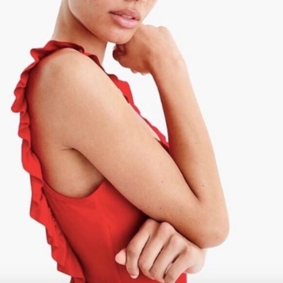 J Crew Ruffled Scoopback One piece Swimsuit in Mineral Pink NWT - Picture 2 of 6